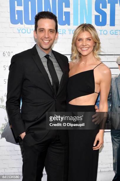 Nick Cordero and Amanda Kloots attend the "Going in Style" New York premiere at SVA Theatre on March 30, 2017 in New York City.