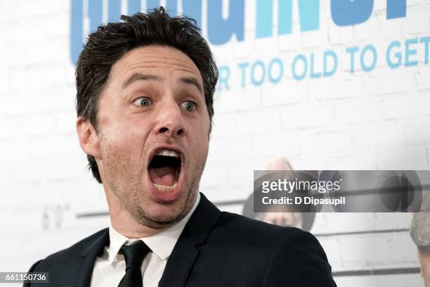 Director Zach Braff attends the "Going in Style" New York premiere at SVA Theatre on March 30, 2017 in New York City.