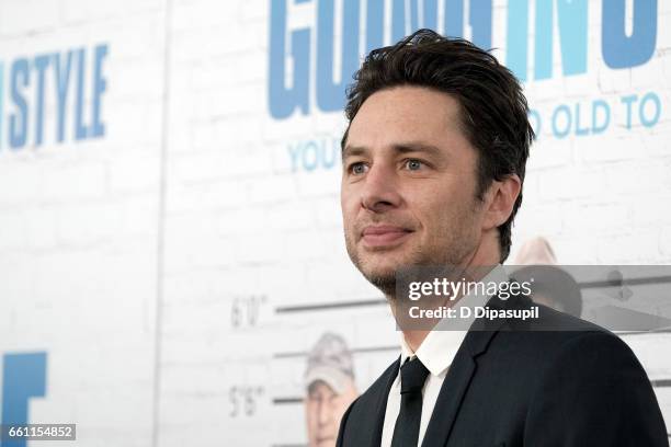 Director Zach Braff attends the "Going in Style" New York premiere at SVA Theatre on March 30, 2017 in New York City.