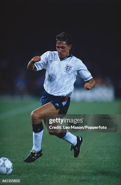 Gary Lineker of England makes a run with the ball in the 1990 FIFA World Cup third place play off game between Italy and England at the Stadio San...