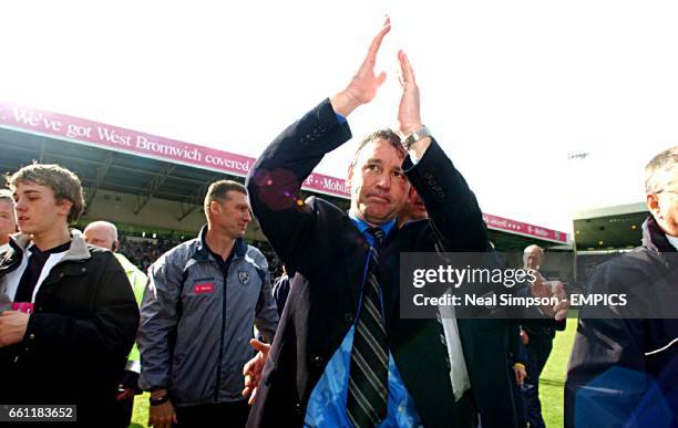 West Bromwich Albion manager Bryan Robson celebrates