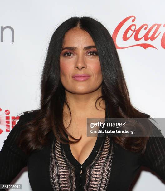 Actress/producer Salma Hayek, recipient of the CinemaCon Vanguard Award, attends the CinemaCon Big Screen Achievement Awards at Omnia Nightclub at...