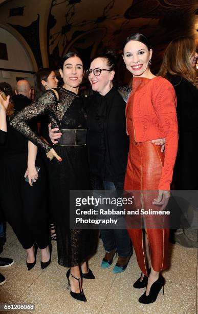 Maria Alexandrova, Sophie Theallet and Blanca Li attend Blanca Li Celebratory Cocktails at New York City Center on March 30, 2017 in New York City.