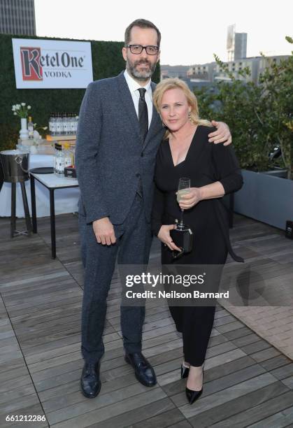 From left, artist Eric White and actor Patricia Arquette attend a celebration for the Alexis Arquette Family Foundation during an intimate dinner...