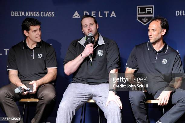 Sean O'Donnell, Dustin Penner and Jamie Storr attend Fans Go All Access with Delta Kings Class with LA Kings Alumni Dustin Penner, Sean O'Donnell,...