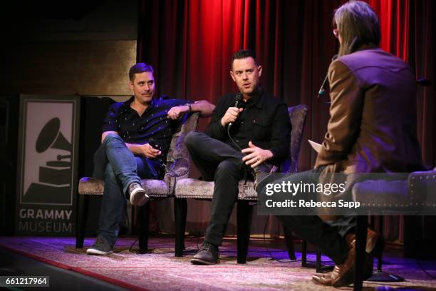 Sean Stuart and Colin Hanks speak with Vice President of the GRAMMY Foundation Scott Goldman at Reel to Reel: Eagles of Death Metal: Our Friends at...