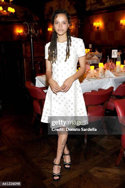 Actor Sasha Lane attends the Coach & Rodarte celebration for their Spring 2017 Collaboration at Musso & Frank on March 30, 2017 in Hollywood,...