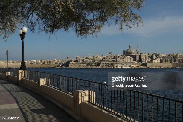 The Tigne Seafront promenade stands opposite the bay from Valletta, whose skyline includes the dome of the Basilica of Our Lady of Mount Carmel, on...