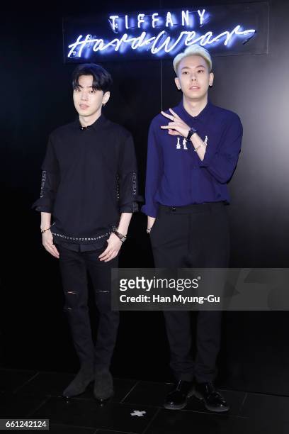 South Korean singers Gray and Loco attend the photocall for TIFFANY & Co. 'Tiffany HardWear' Launch on March 30, 2017 in Seoul, South Korea.