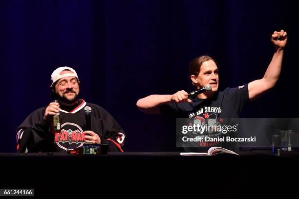 Kevin Smith and Jason Mewes attend the "Jay and Silent Bob Get Old" podcast recording at The Vic Theater on March 30, 2017 in Chicago, Illinois.