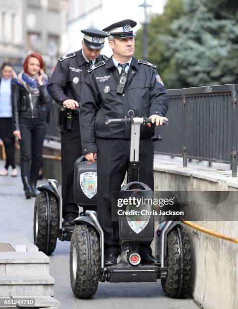 Security ahead of a walking tour of the Old Town by Prince Charles, Prince of Wales on the third day of his nine day European tour on March 31, 2017...