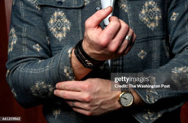 Washington Capitals goalie Braden Holtby poses for photos during a fashion shoot at Union 206 Studios on Tuesday, March 7, 2017. This outfit consist...