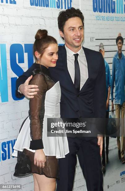 Actress Joey King and director/actor Zach Braff attends the "Going In Style" New York premiere at SVA Theatre on March 30, 2017 in New York City.