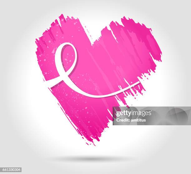 pink heart - pink ribbon stock illustrations