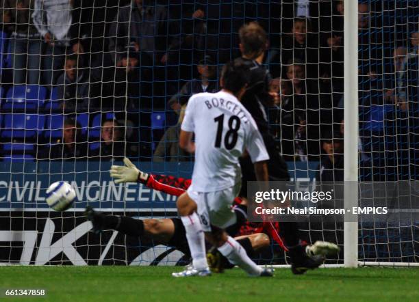 Bolton Wanderers' Jared Borgetti scores their winning goal past Lokomotiv Plovdiv's Stoyan Kolev