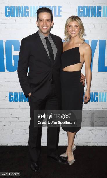 Actor Nick Cordero and Amanda Kloots attend the "Going In Style" New York premiere at SVA Theatre on March 30, 2017 in New York City.