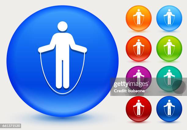 jump rope icon on shiny color circle buttons - jump rope white background stock illustrations