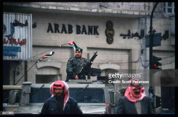 Security prepares to greet King Hussein January 19, 1999 in Amman, Jordan. King Hussein returns after spending six months at the Mayo clinic in...