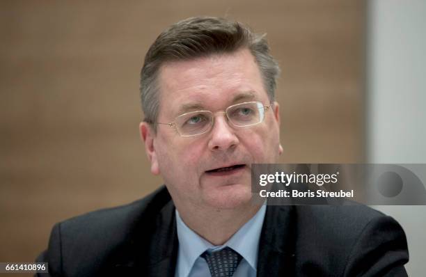 Reinhard Grindel, president of the German Football Association attends the DFB Culture Foundation Board Meeting at Ramada Hotel on March 31, 2017 in...