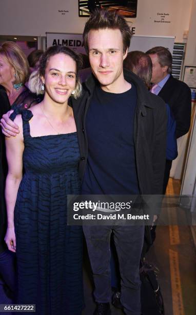 Jessica Brown Findlay and Hugh Skinner attend 'Brave New Works: The Almeida Fundraising Gala 2017' at The Almeida Theatre on March 30, 2017 in...