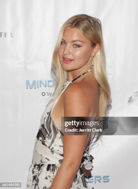 Model Jennifer Akerman attends the Fathom Events And Terra Mater Film Studios Premiere Event For "MindGamers: One Thousand Minds Connected Live" -...