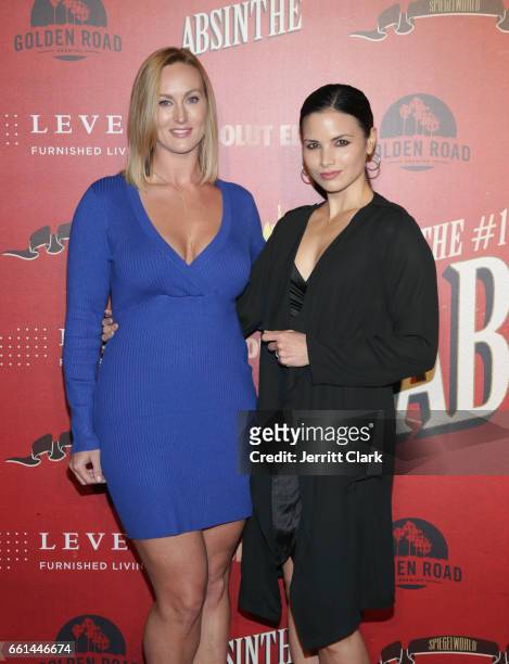 Vanessa Cater and Katrina Law attend the Los Angeles Opening Night Performance Of "Absinthe" at L.A. Live Event Deck on March 23, 2017 in Los...