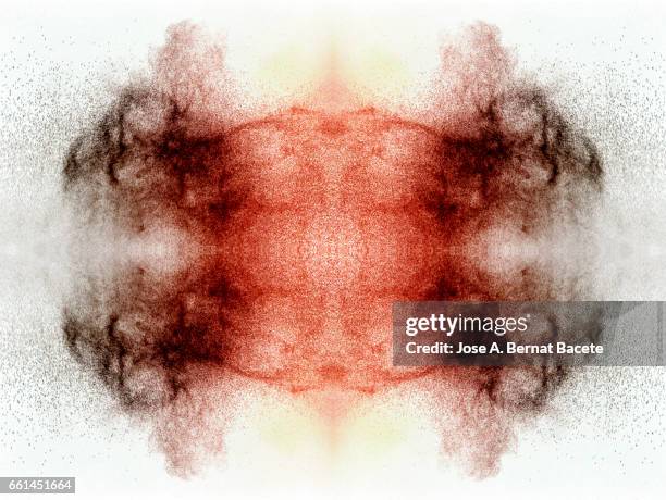 explosion of water drops of  colors gray and red, floating in the air  on a gray background - etéreo stock pictures, royalty-free photos & images