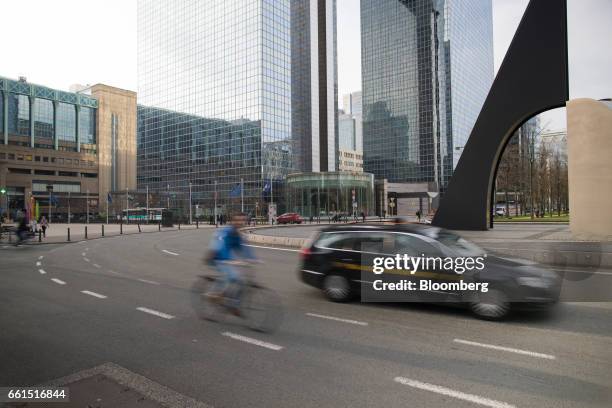 Commercial offices and buildings stand in the Northern quarter business district in Brussels, Belgium, on Friday, March 31, 2017. U.K. Prime Minister...