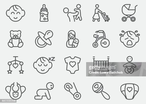 ilustrações de stock, clip art, desenhos animados e ícones de baby line icons | eps10 - childbirth