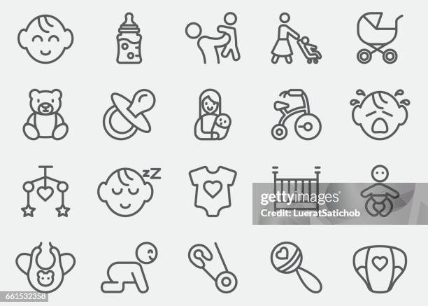 baby line icons | eps10 - pacifier stock illustrations