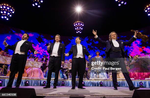 Dutch violinist and conductor Andre Rieu performs on stage with his Johann Strauss Orchestra, Ziggo Dome, Amsterdam, Netherlands, 07 January 2017.