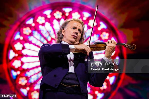 Dutch violinist and conductor Andre Rieu performs on stage with his Johann Strauss Orchestra, Ziggo Dome, Amsterdam, Netherlands, 07 January 2017.