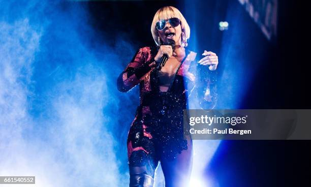 American R&B singer Mary J Blige performs on stage at Ziggo Dome, Amsterdam, Netherlands, 25 October 2016.