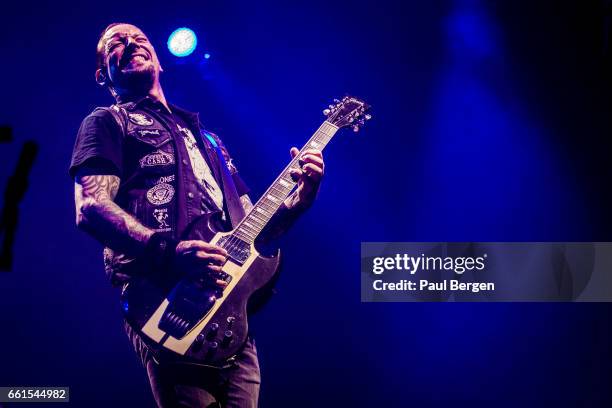 Danish rock band Volbeat with lead singer and guitarist Michael Poulsen performs at Ziggo Dome, Amsterdam, Netherlands, 15 November 2016.