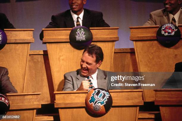 Peter Holt of the San Antonio Spurs celebrates during the 1997 NBA Draft Lottery on May 17, 1997 at the NBA TV Studios in Secaucus, New Jersey NOTE...