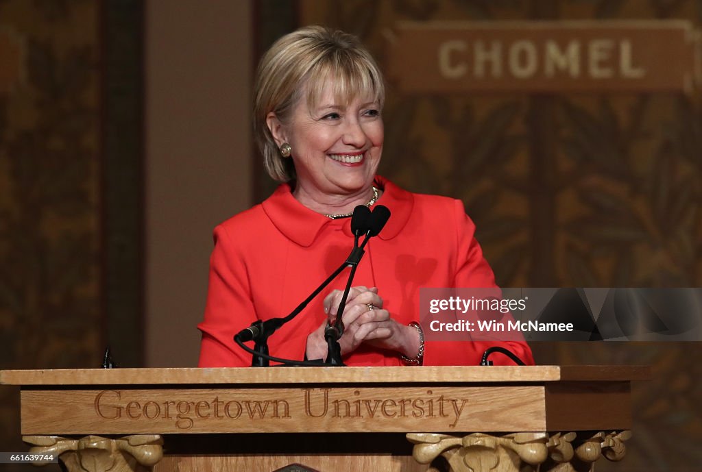 Hillary Clinton Attends Georgetown Institute For Women, Peace And Security Event
