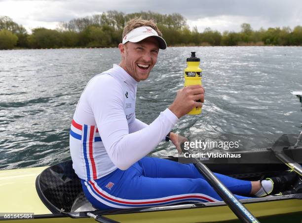 Alex Gregory of the GB Olympic Rowing Team at the Redgrave Pincent Rowing Lake in Caversham, Berkshire.