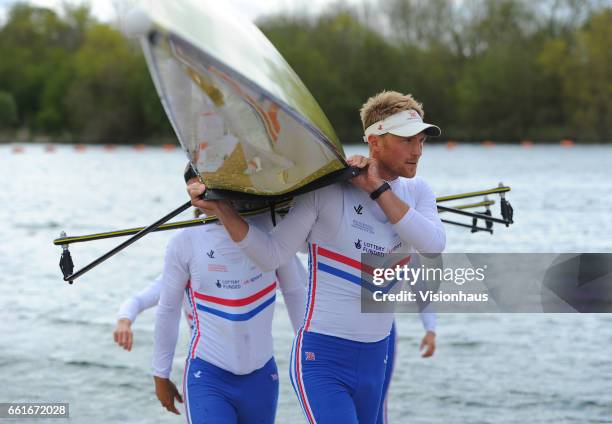 Alex Gregory of the GB Olympic Rowing Team at the Redgrave Pincent Rowing Lake in Caversham, Berkshire.