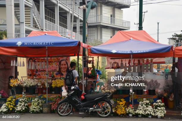 flowers shop manila philippines - un seul homme stockfoto's en -beelden