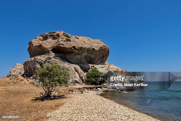 grikos bay and beach,patmos island,dodecanese - skala greece ストックフォトと画像
