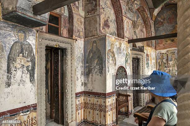 st john the theologian monastery, patmos island - patmos greece stock pictures, royalty-free photos & images