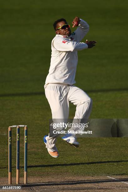 Delray Rawlins of Sussex in action during a friendly match between Sussex and Hampshire at The 1st Central County Ground on March 31, 2017 in Hove,...