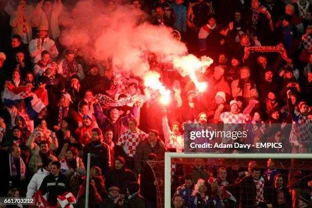 Croatia fans with flares