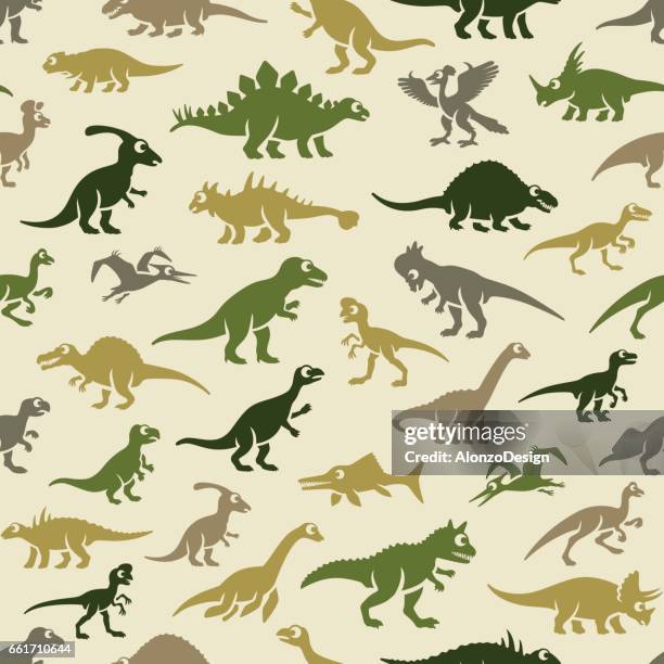 stockillustraties, clipart, cartoons en iconen met dinosaurussen patroon - sauropoda