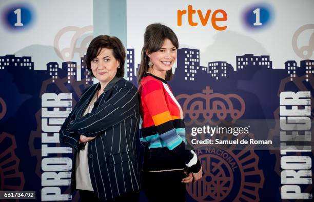 Luisa Martin and Andrea del Rio attends a Servir y Proteger photocall on March 31, 2017 in Burgos, Spain