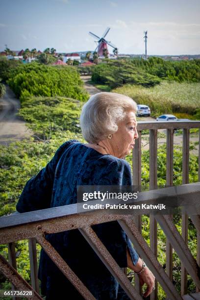 Princess Beatrix of The Netherlands visits the Bubali Bird Sanctuary and Spanish Lagoon of national park Arikok on March 31, 2017 in Oranjestad,...