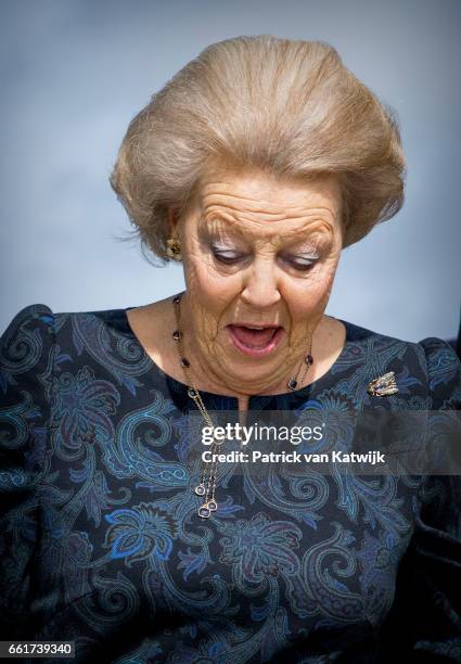 Princess Beatrix of The Netherlands visits visits the Bubali Bird Sanctuary and Spanish Lagoon of national park Arikok on March 31, 2017 in...