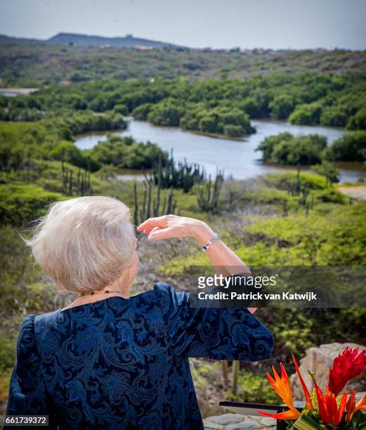 Princess Beatrix of The Netherlands visits visits the Bubali Bird Sanctuary and Spanish Lagoon of national park Arikok on March 31, 2017 in...