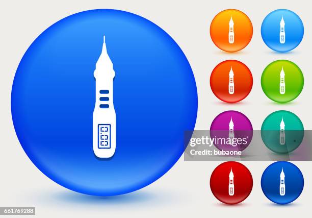 voltmeter icon on shiny color circle buttons - voltmeter stock illustrations