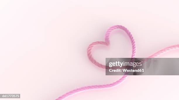 heart shaped of pink thread, 3d rendering - filament stock illustrations